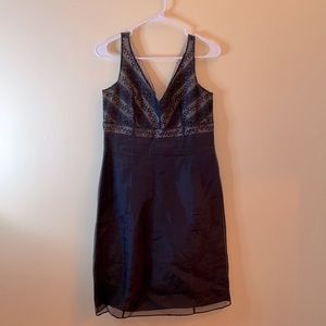 Ann Taylor 4P 100% silk formal black beaded dress